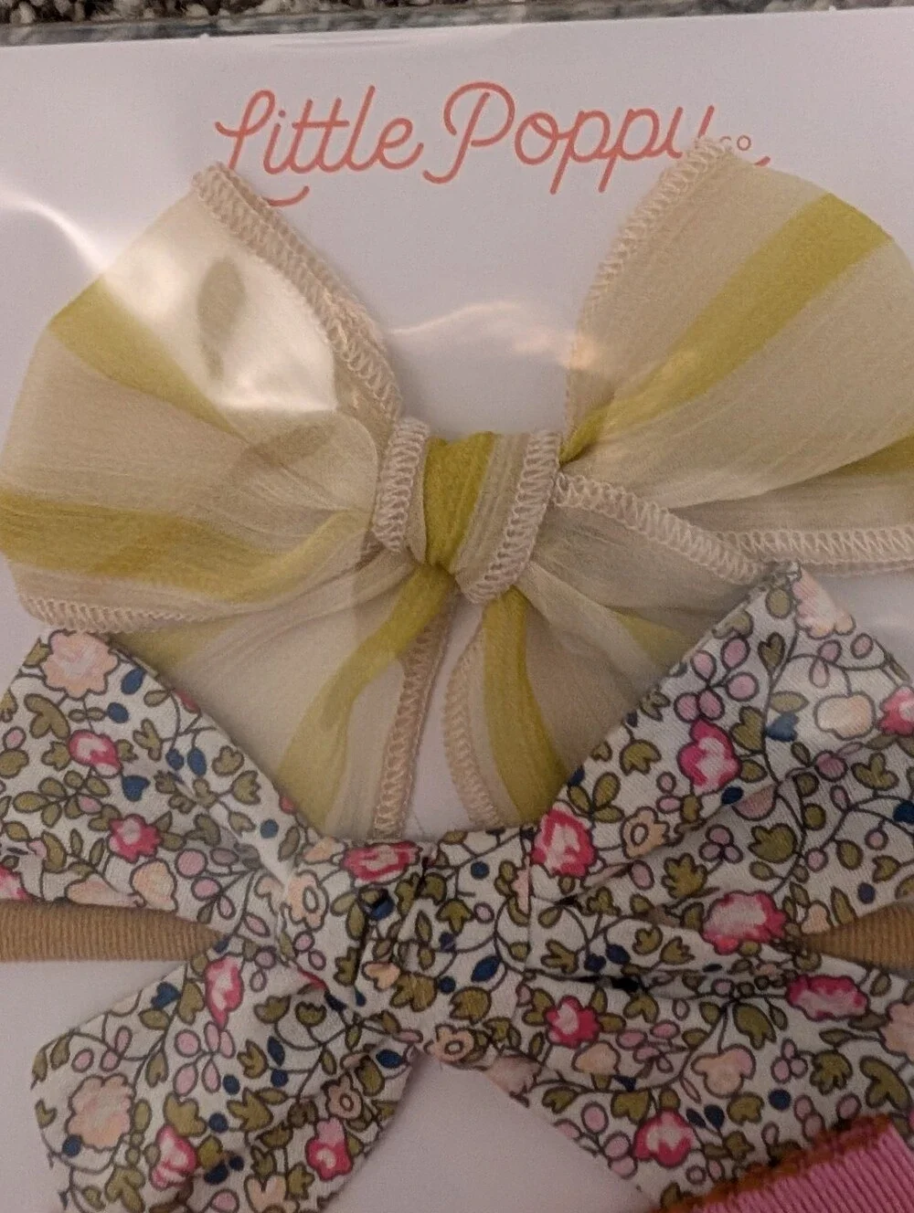 Little Poppy Kids 3-Pack Bow Headbands - Yellow, Floral, Pink